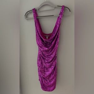 UO DUA COWL NECK SEQUIN MINI DRESS